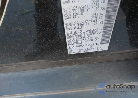 2018 Nissan Rogue Sv z USA, uszkodzony, nr VIN 5N1AT2MT9JC721232